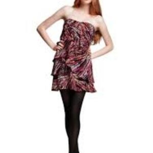 BCBGMaxazria Strapless 100% silk magenta confetti Gossip Girl Party dress Sz 12